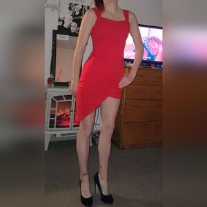 Guess Burgundy Asymmetrical Dress